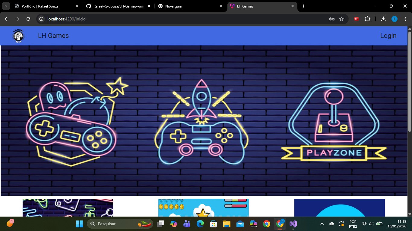 Captura de tela de um site de loja de jogos